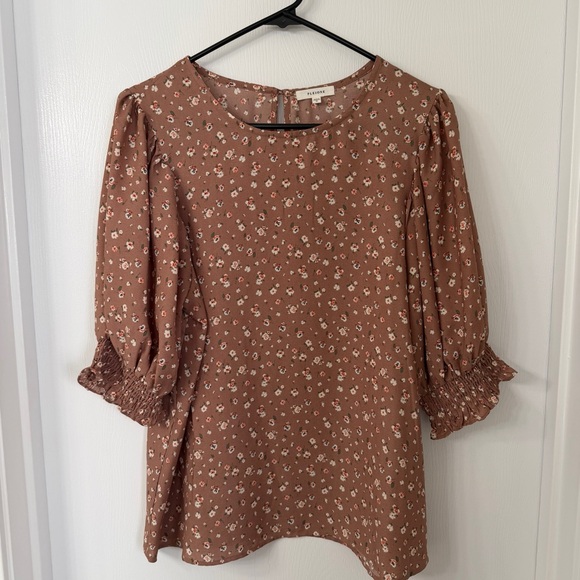 Pleione Brown Floral Puff-Sleeve Blouse - Picture 5 of 12
